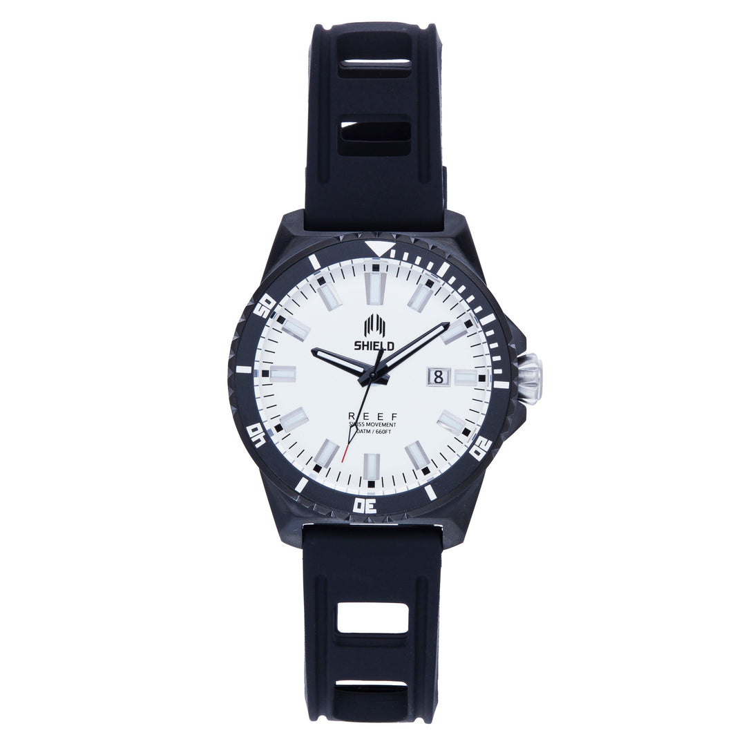 Reef Strap Watch w/Date Black/White | Silver Dial