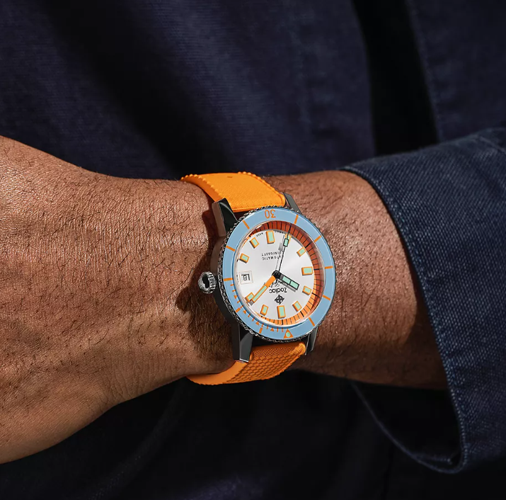 Super Sea Wolf Compression Rubber Strap | Silver Dial