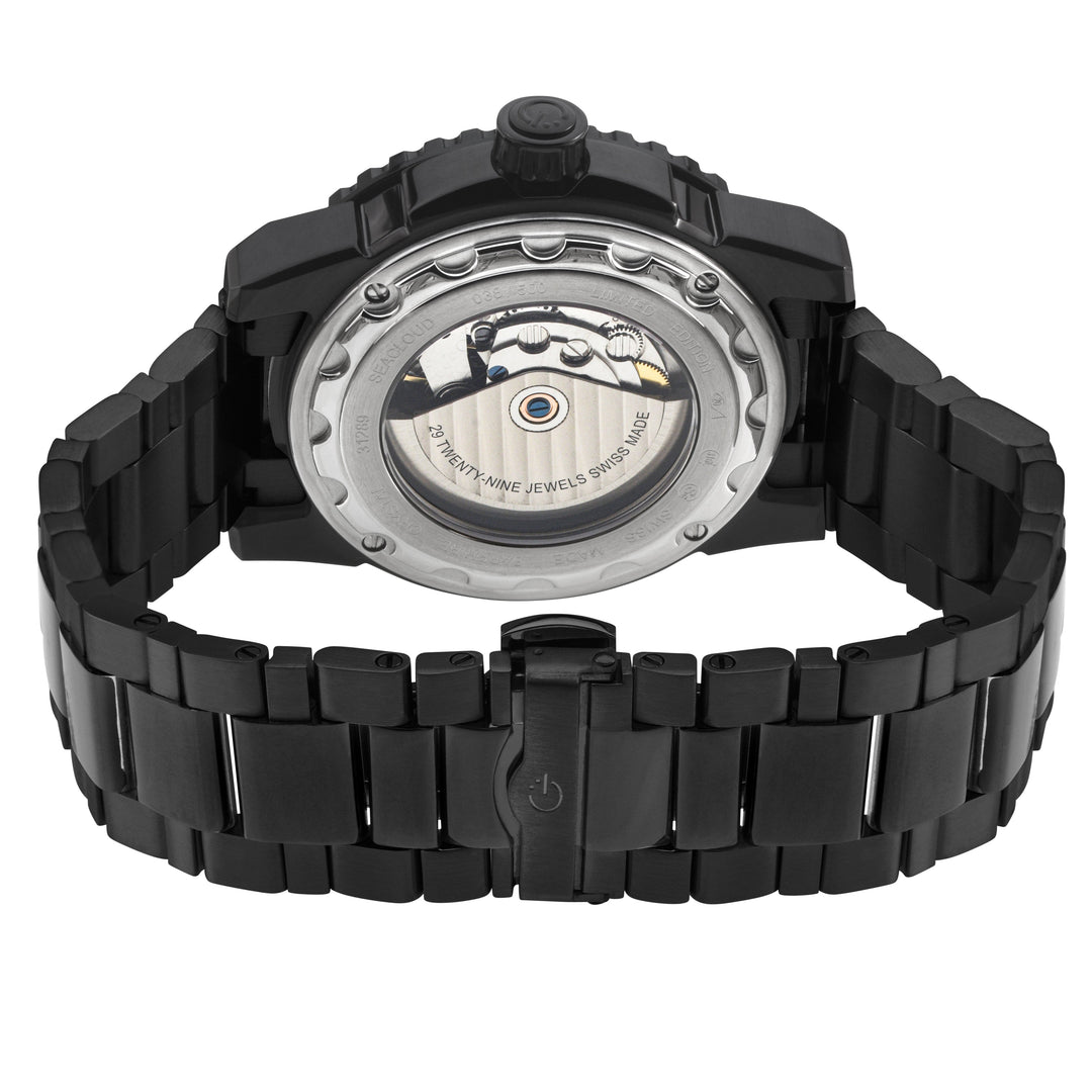 Seacloud Gevril Black PVD Black Dial Luminous Hands Swiss Made Automatic Bracele