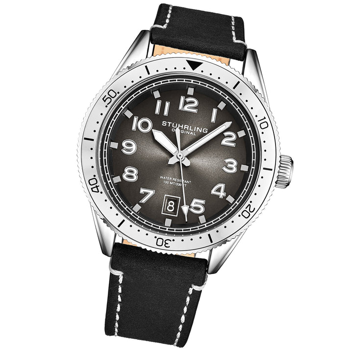 Monaco Black/Leather/Black Dial/Silver Case | Black Dial