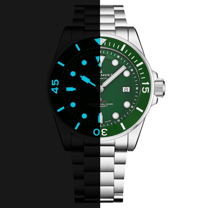 A520-04 Silver/Stainless Steel | Green Dial