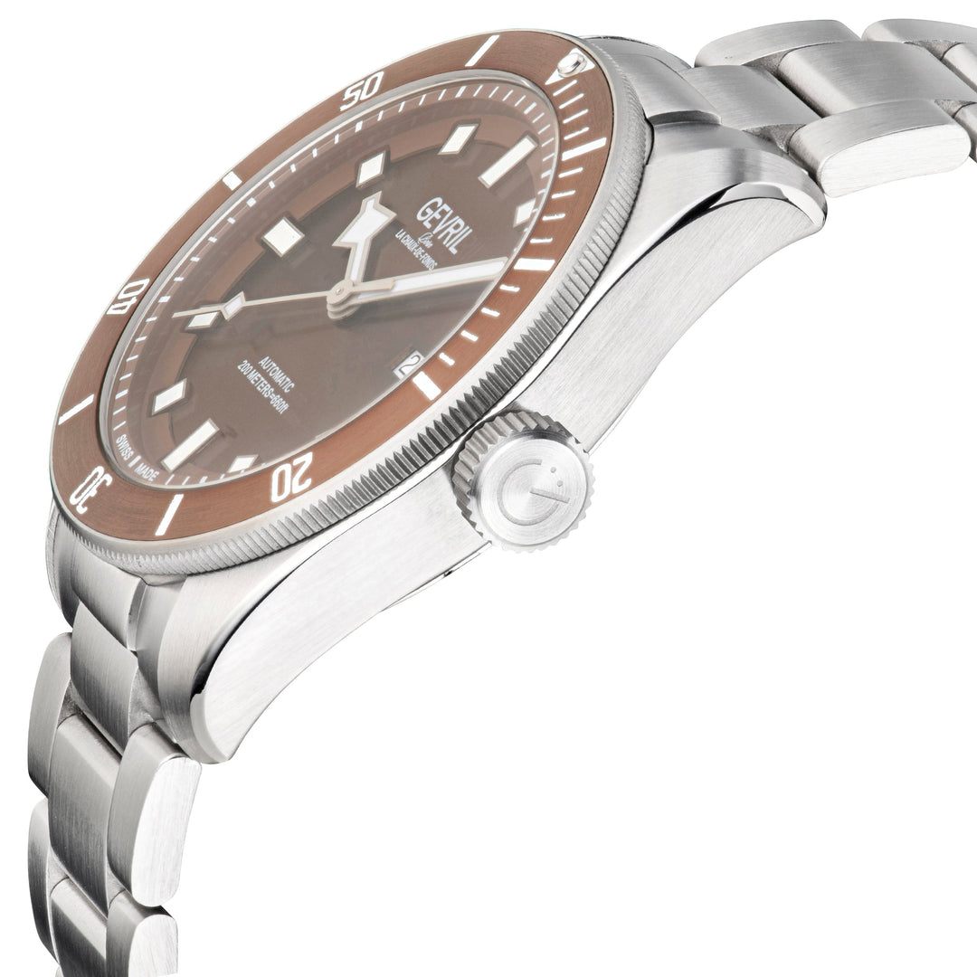 Yorkville Gevril Men's BrownDial Sellita SW200 Swiss Automatic Unidirectional Be