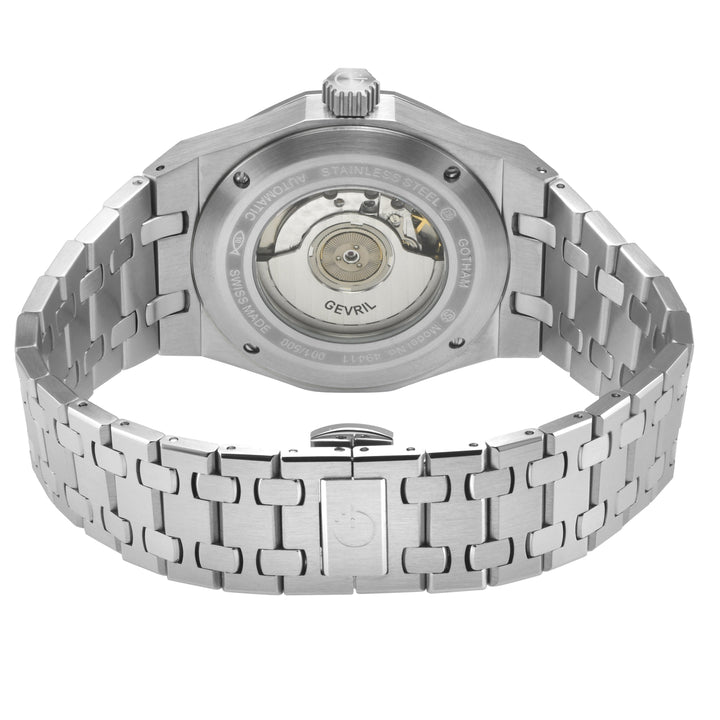 Gotham Swiss Automatic Movement, Black Embossed Dial, Silver Counter  316L SS Br