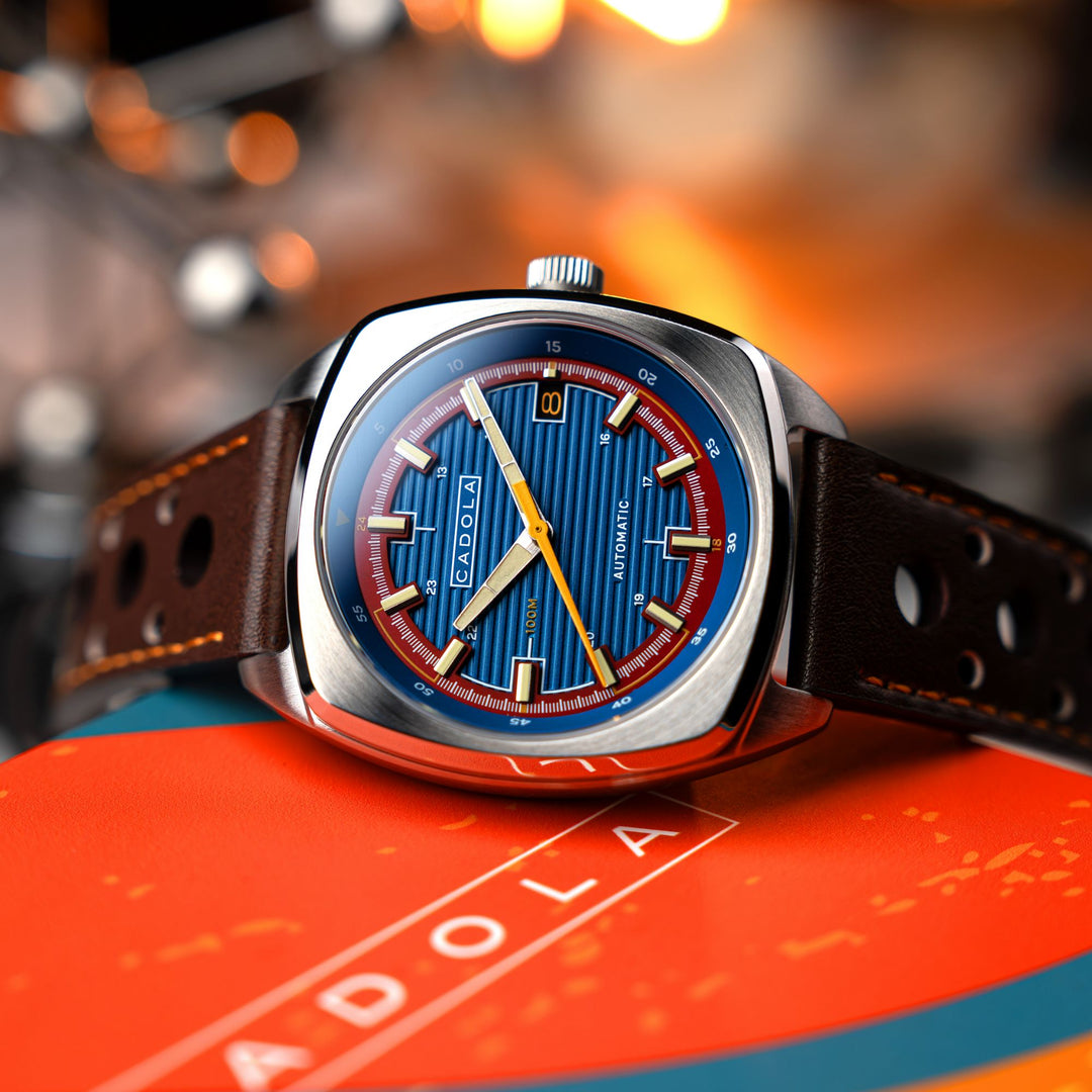 Buxton Automatic Blue/ Brown Leather | Blue Dial