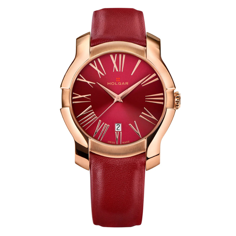 Women's Red Dial, 5N Rose Gold Case and Red Leather Strap | Red Dial