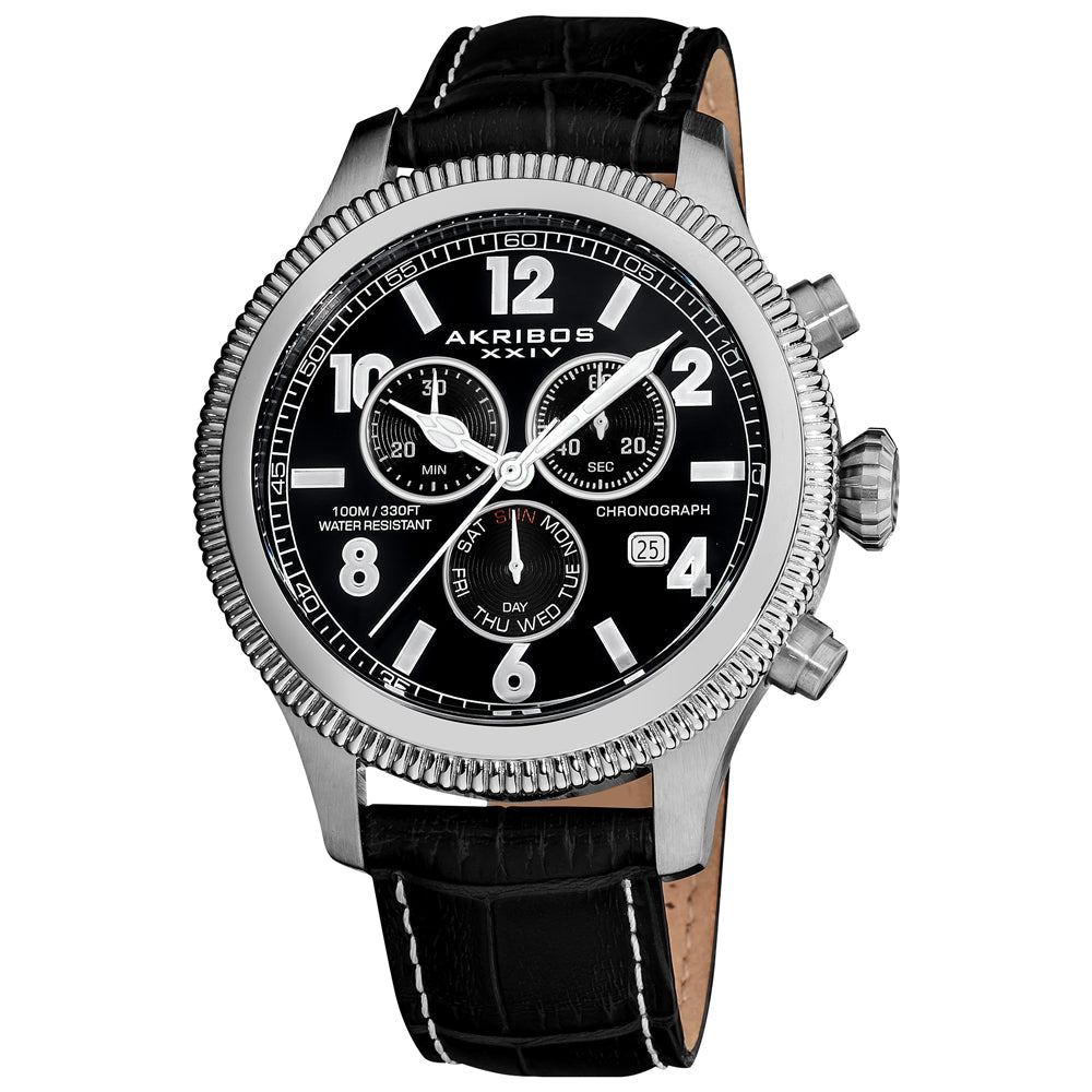 AK575BK-Casual Black/Leather | Black Dial