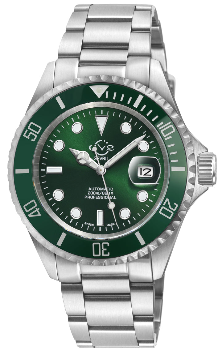 Liguria GV2 by Gevril Swiss Automatic, Green Dial, Green Bezel, SS Bracelet | Gr
