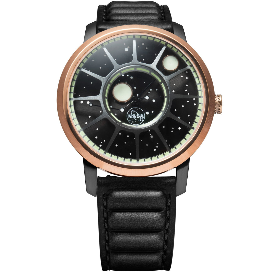 NASA Apollo 15 American Automatic Lunar Module Rose gold/black leather strap | B