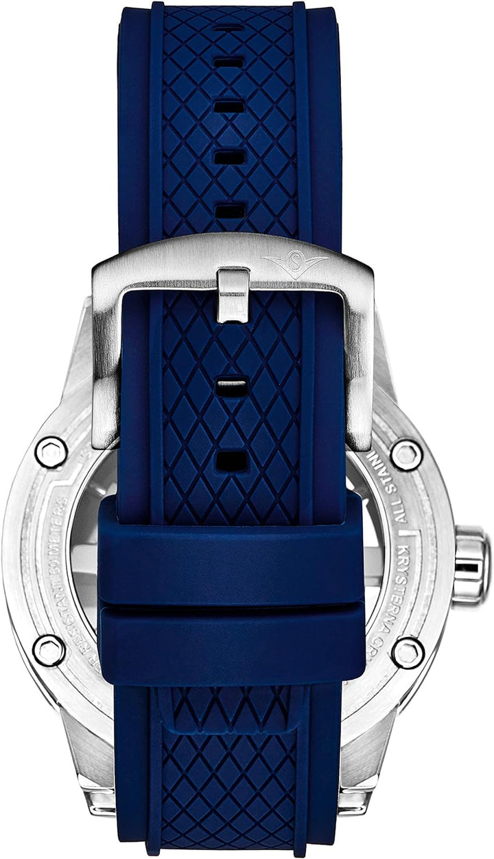 Automatic 50mm Skeleton Blue/Silver | Black Dial