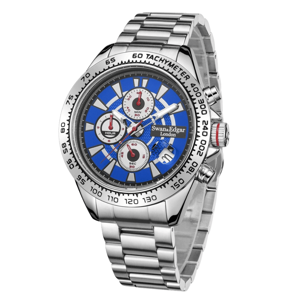 Speed Target Mechanical Quartz Blue Dial Stainless Steel Bracelet Silver Case Ch
