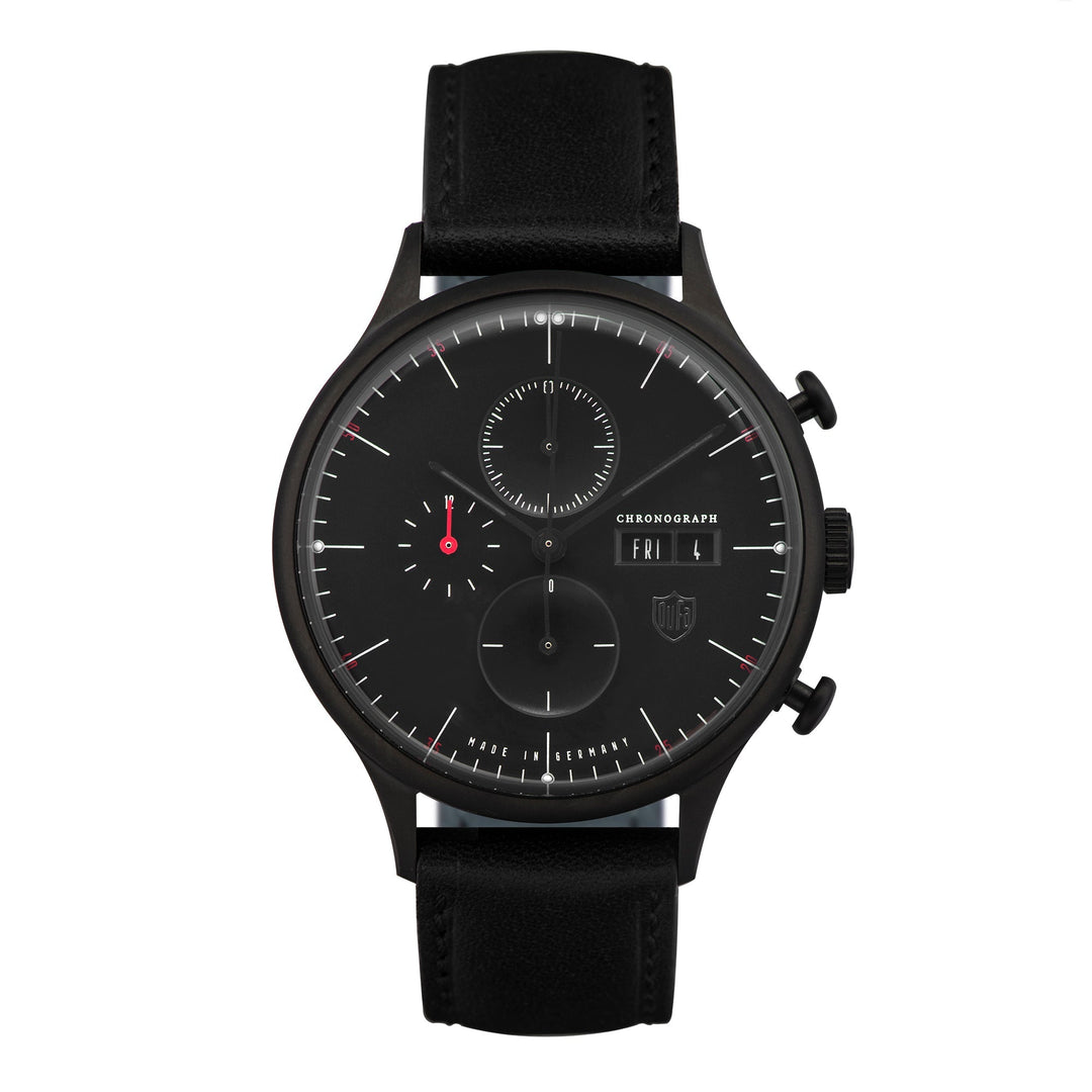 Van Der Rohe Barcelona Chronograph Quartz Watch Black / Leather | Black Dial