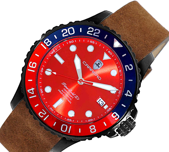 TIME BOLD- X4 BLUE/RED - BROWN SUEDE Red Dial