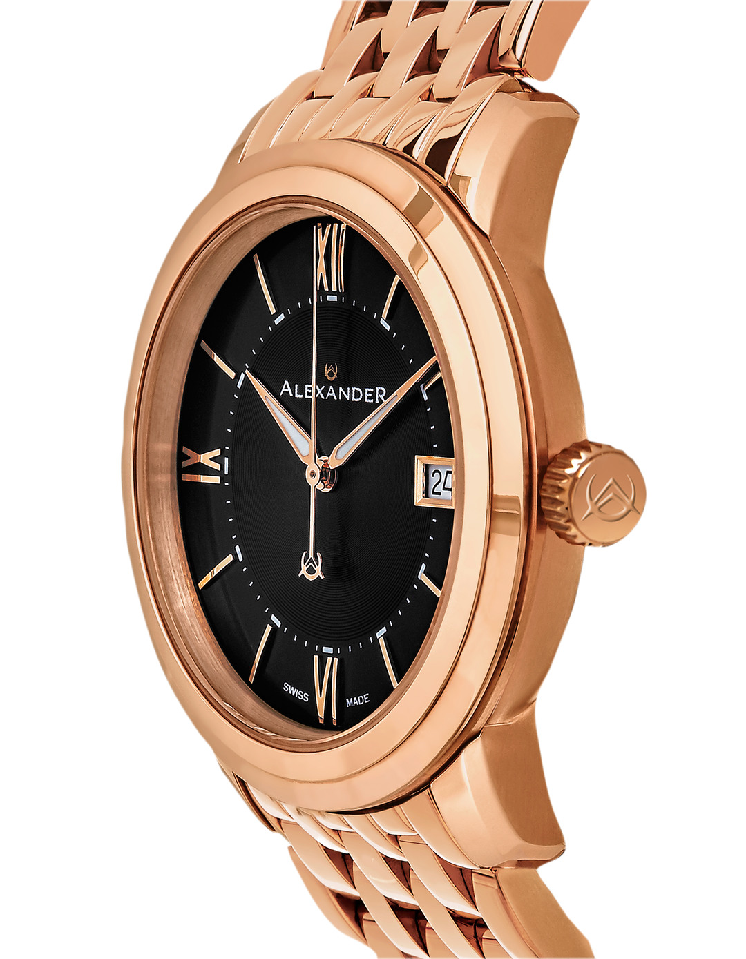 Macedon A111B Stainless Steel Rose Gold Tone Case on Stainless Steel Rose Gold T