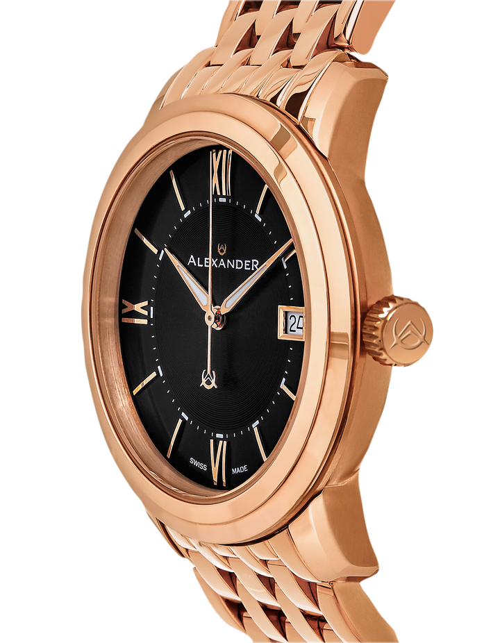 Macedon A111B Stainless Steel Rose Gold Tone Case on Stainless Steel Rose Gold T