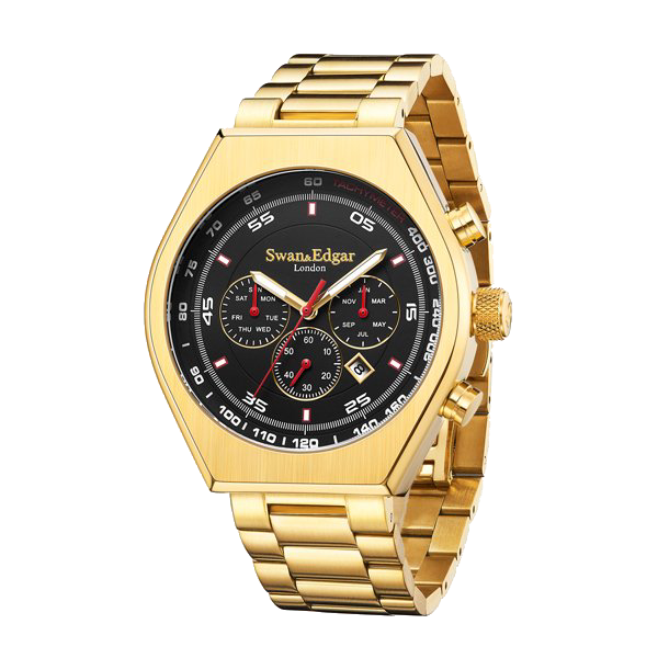Contemporary Classic Gold/Stainless Steel Black Dial