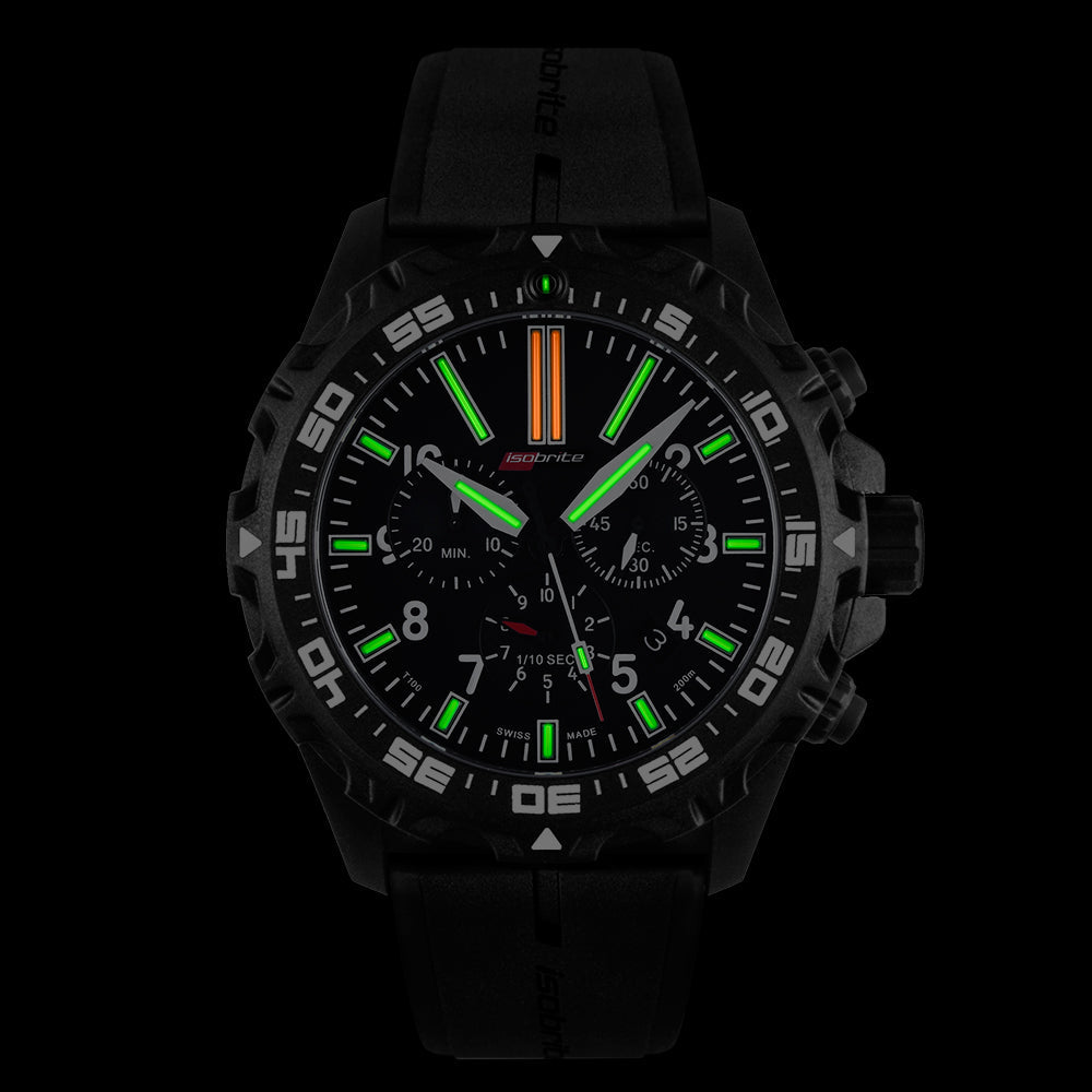 Swiss Made T100 Tritium Chronograph T100 Tritium Markers | Black Dial