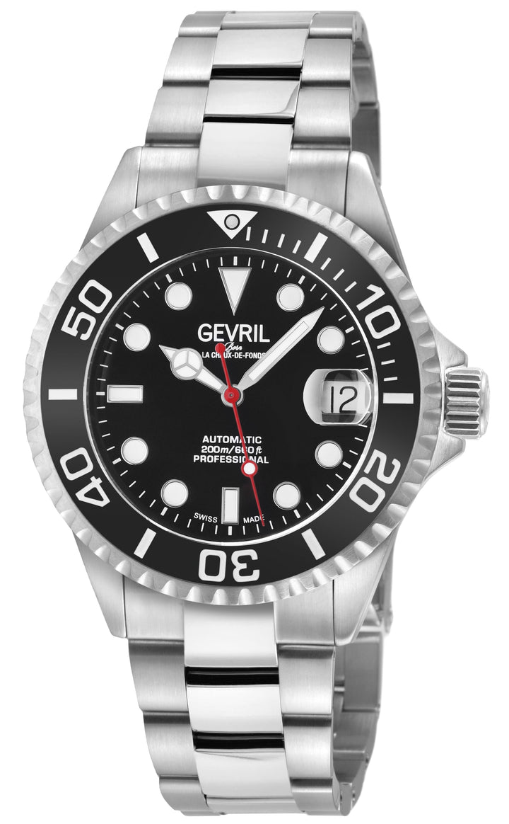 Wall Street Gevril Swiss Made SW200 Steel Rotating Bezel Diver's watch, 316L cas