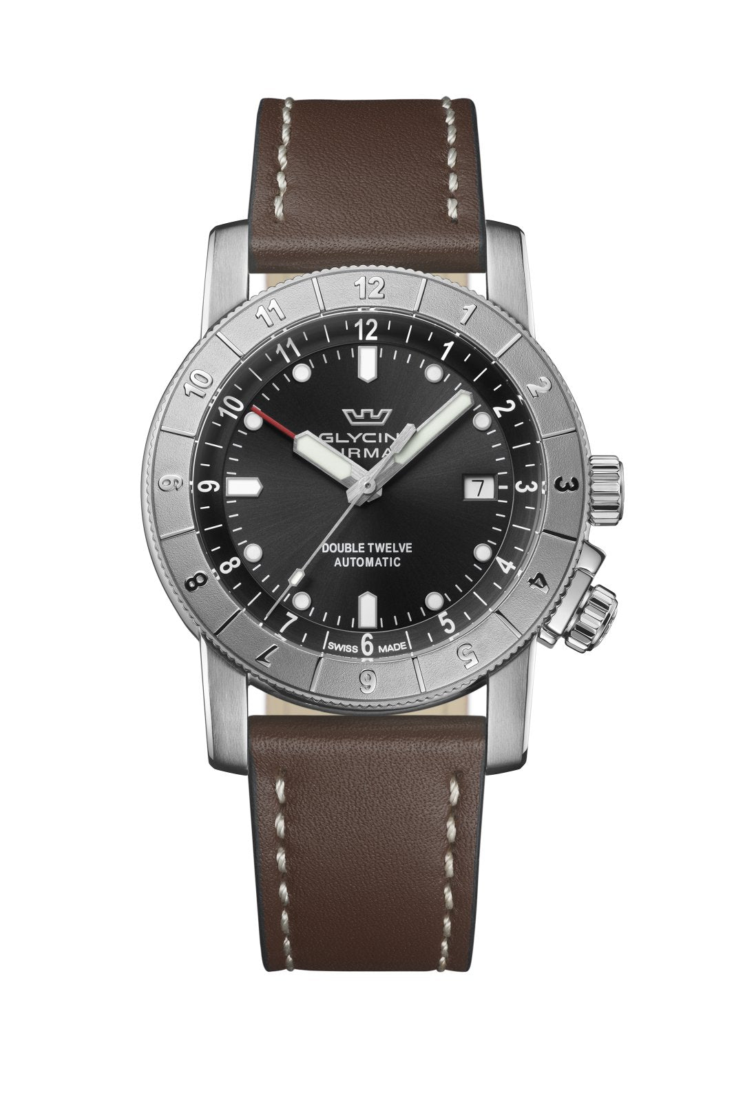 Ariman Double Twelve 42mm / Black / Brown Black Dial