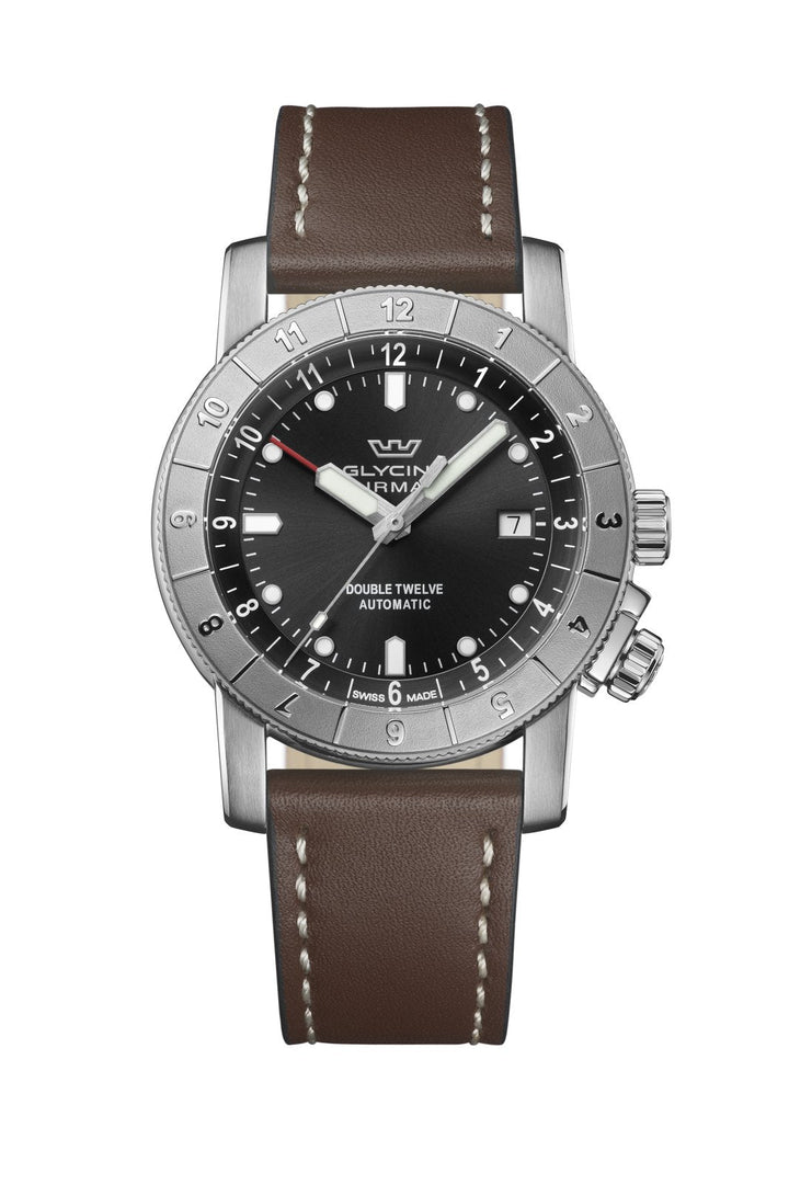 Ariman Double Twelve 42mm / Black / Brown Black Dial