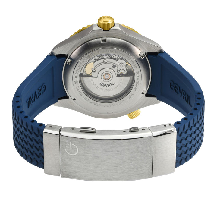 Hudson Yards - Rubber Swiss Made SW200 ceramic rotating bezel helium valve, Blue