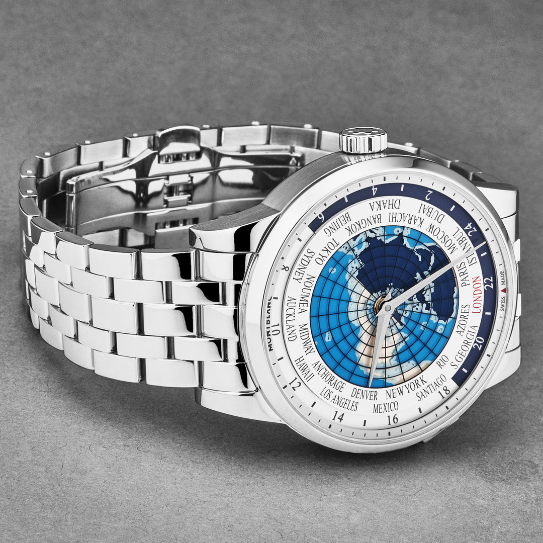Heritage 112309 / Silver / Blue World Map | Silver / Blue World Map Dial