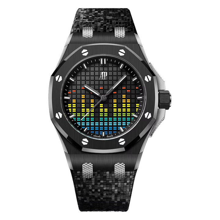 Audemars Piguet ROYAL OAK 37MM BLACK DIAL BLACK CERAMIC MUSIC EDITION 77600CE MENS WATCH