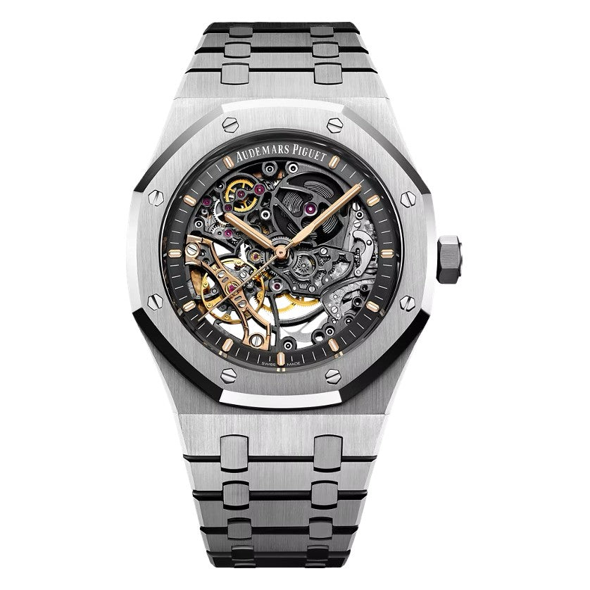 Audemars Piguet 2023 ROYAL OAK 41MM GREY DIAL STAINLESS STEEL DOUBLE BALANCE WHEEL OPENWORKED Ref. 15407ST.OO.1220ST.01 MENS WATCH
