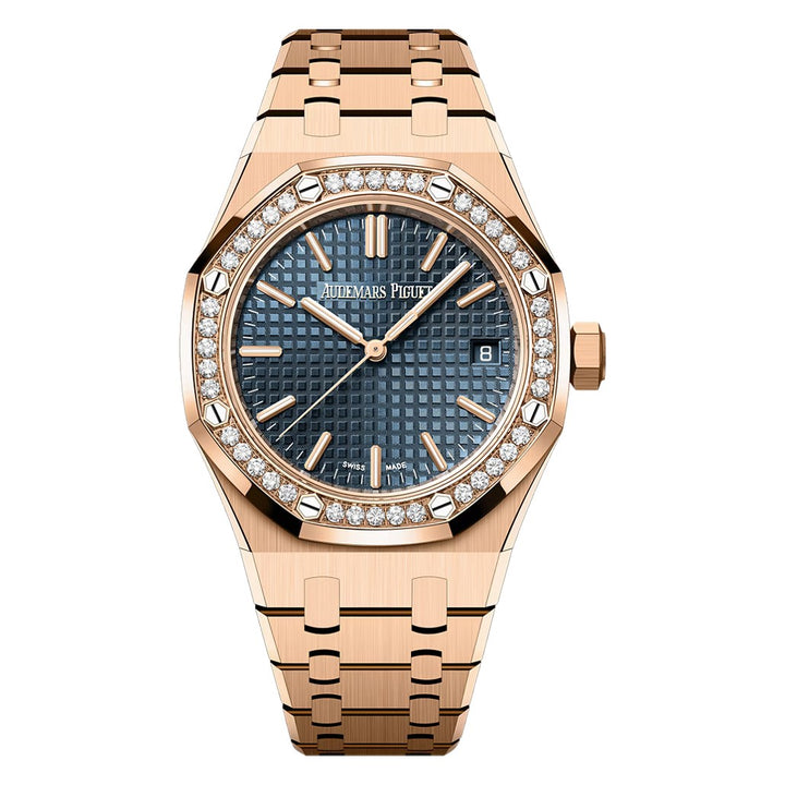 Audemars Piguet ROYAL OAK 37MM BLUE DIAL 18K PINK GOLD WITH DIAMOND BEZEL Ref. 15551OR.ZZ.1356OR.05 MENS WATCH