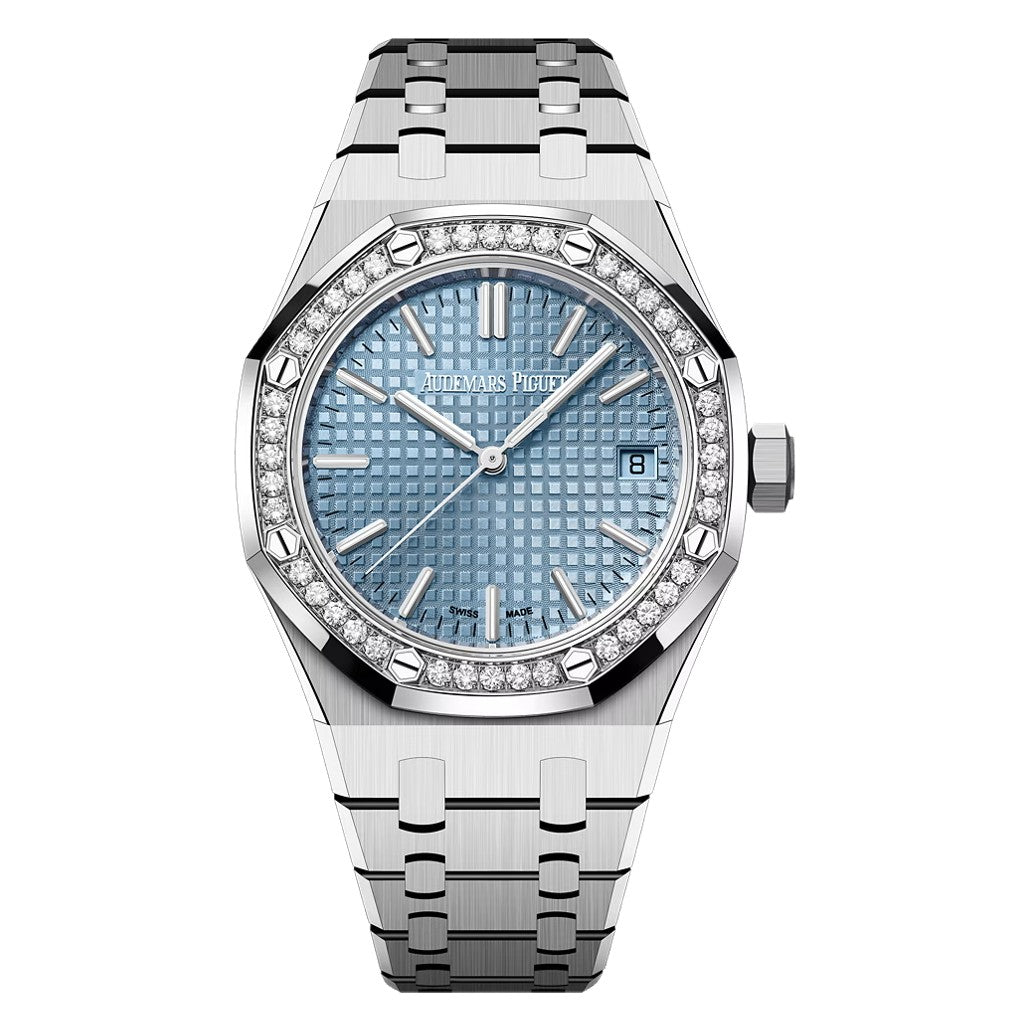 Audemars Piguet ROYAL OAK 37MM LIGHT BLUE DIAL DIAMOND BEZEL Ref. 15551ST.ZZ.1356ST.04 MENS WATCH