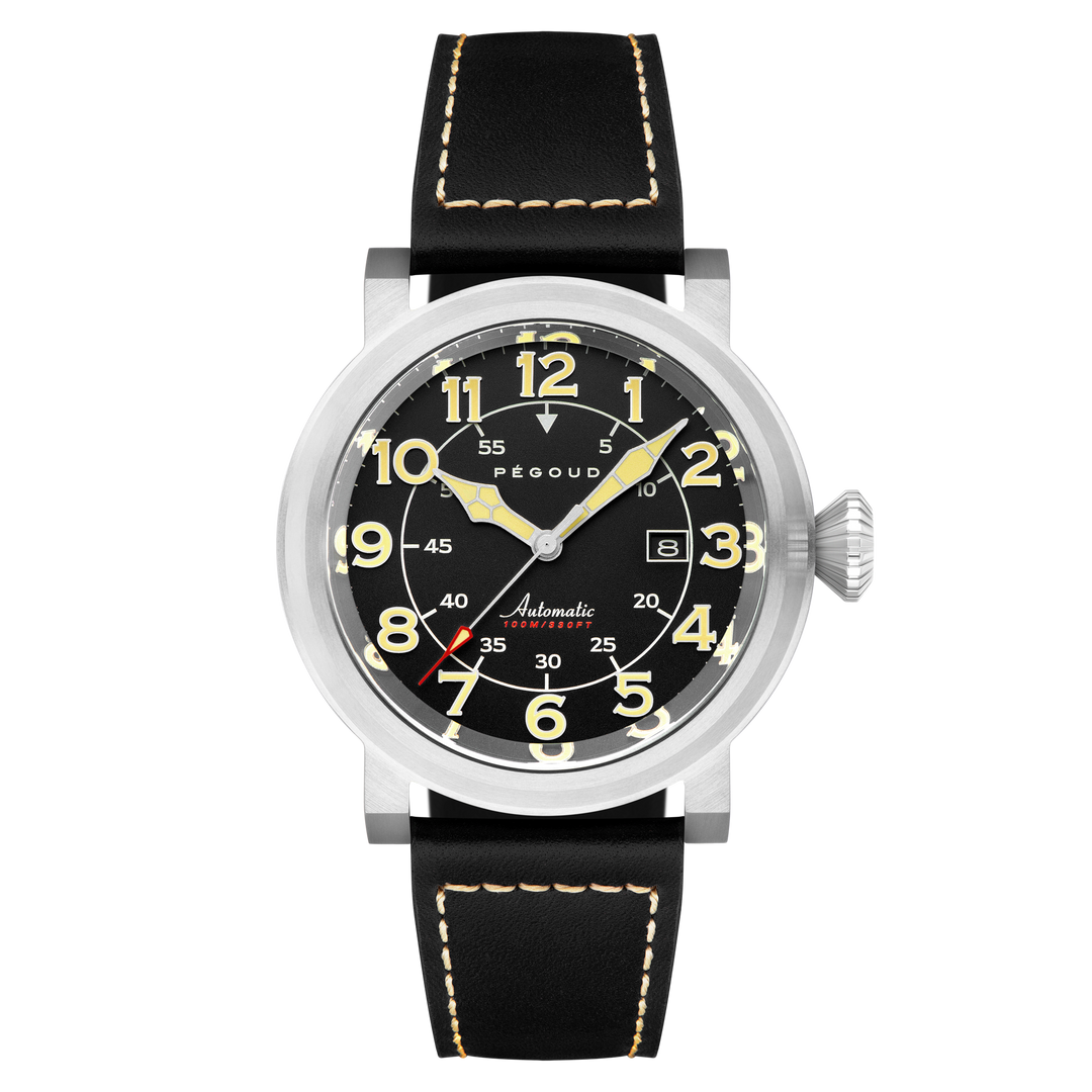 Le Pilote Automatic Black / Black Leather | Black Dial