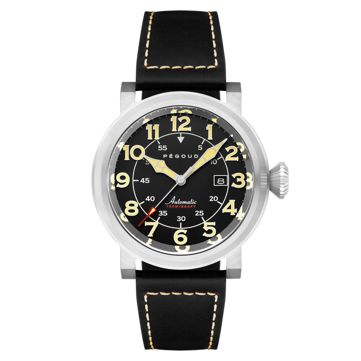Le Pilote Automatic Black / Black Leather | Black Dial