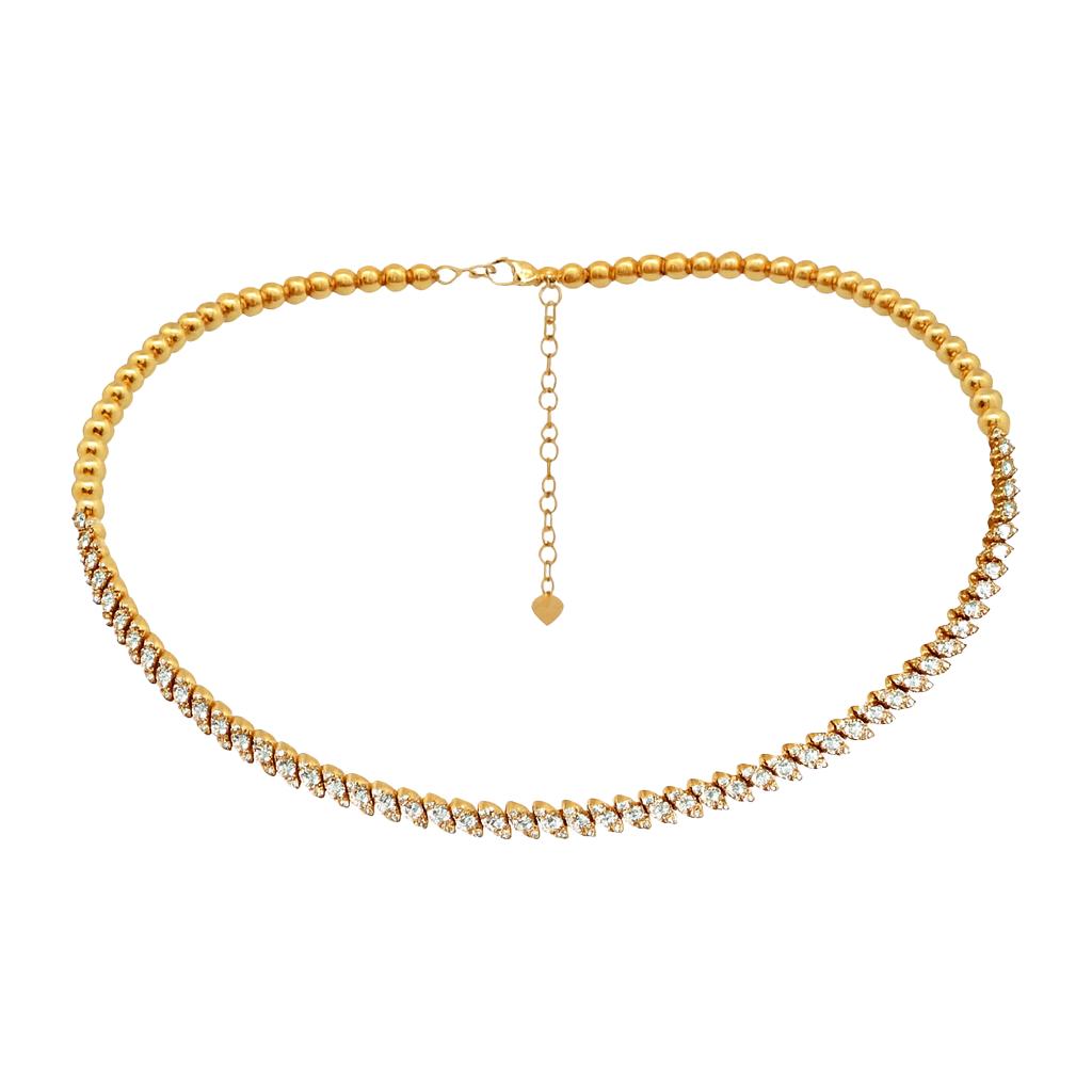 Beaded Diamond Illusion Marquis Choker