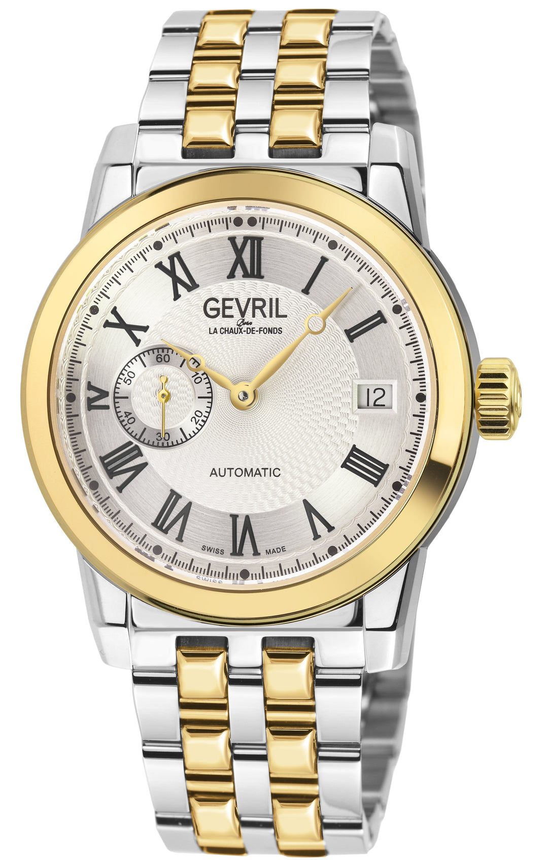 Madison Swiss Made Automatic , SS Case, White Dial. IPYG Bezel, Sub dial, SS/IPY
