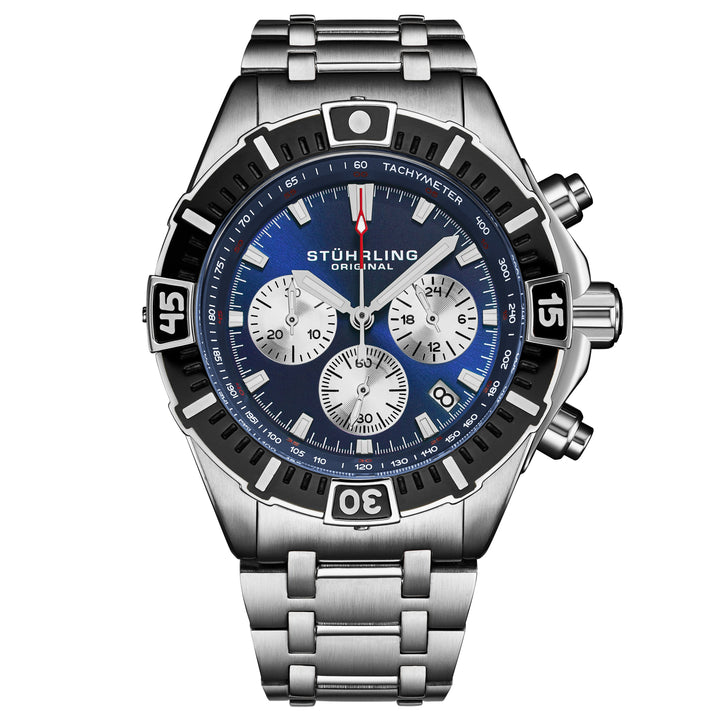 Stellar 44mm Japanese Quartz Chronograph Blue /Stainless Steel | Blue Dial