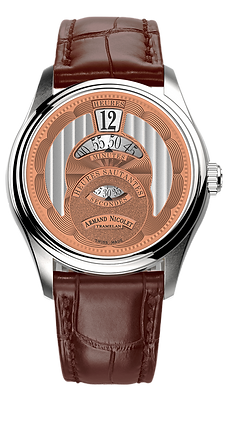 MO2-HS2 Jumping Hour Cooper Dial / Brown Alligator-embossed Leather Strap Copper