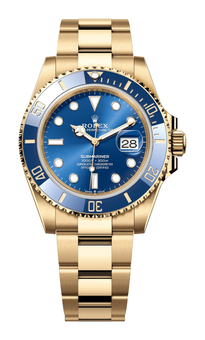 Rolex - Submariner - Blue Dial Date Watch 18K Yellow Gold Stainless Steel Bracelet