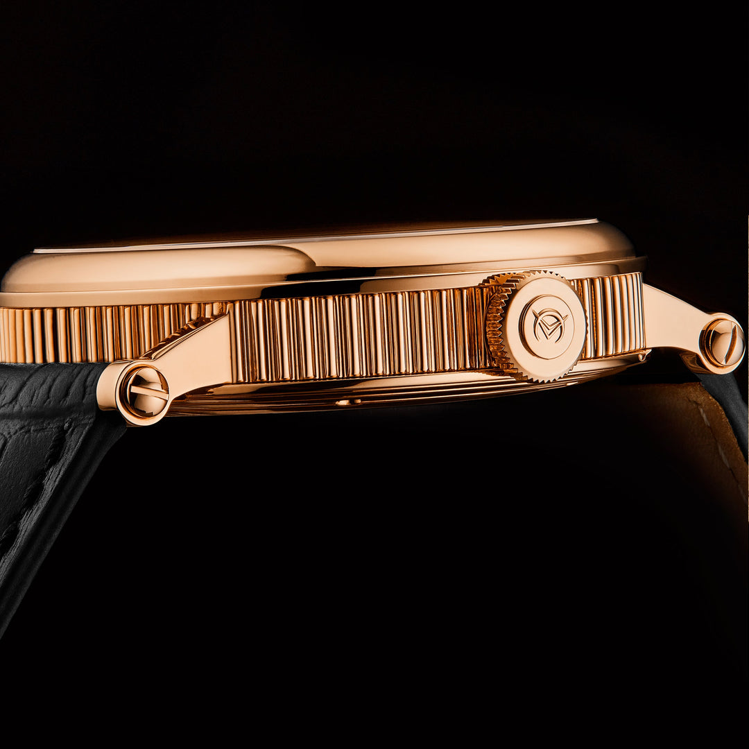 A153-05 Black/Leather | Rose / Salmon Dial