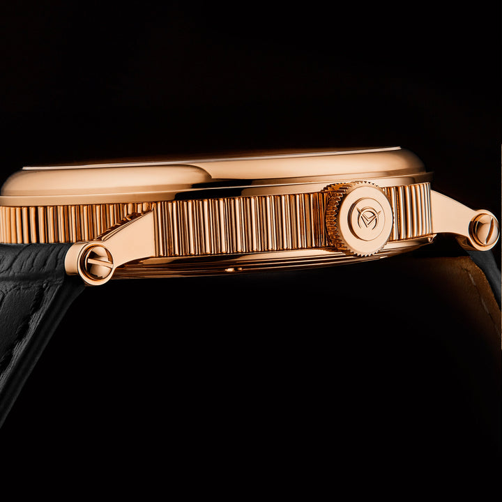 A153-05 Black/Leather | Rose / Salmon Dial