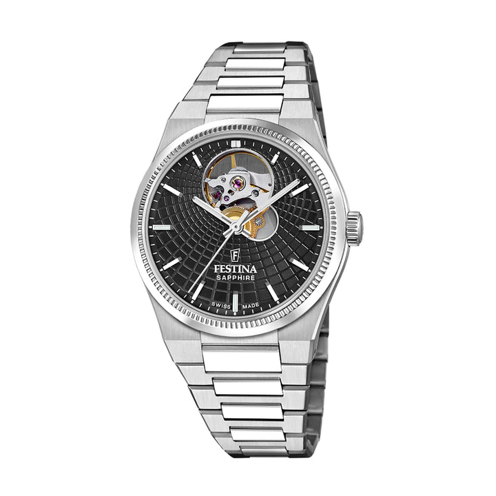 Rive Open Heart Black / Stainless Steel | Black Dial