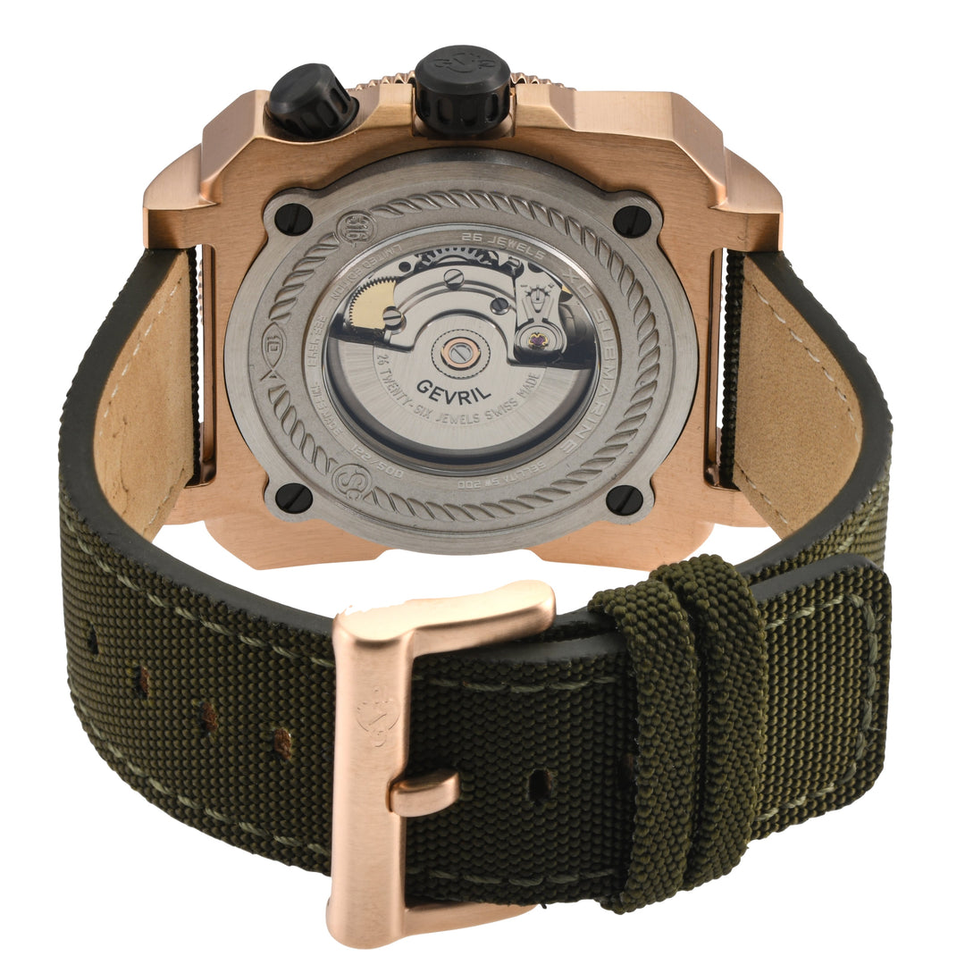 XO small Swiss Made SW200  inner and outer rotating bezel, metal band  olive  Bl