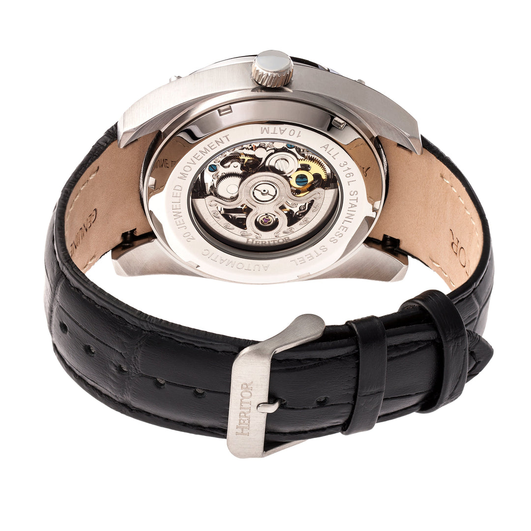Daniels Genuine Leather Silver/Black | Black Dial