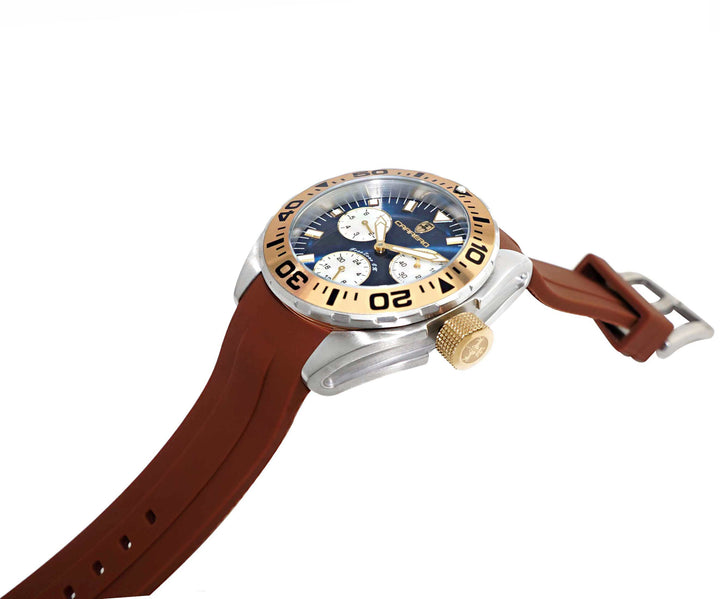 FreeZone-CH Blue - Goldg tone /Brown | Blue Dial
