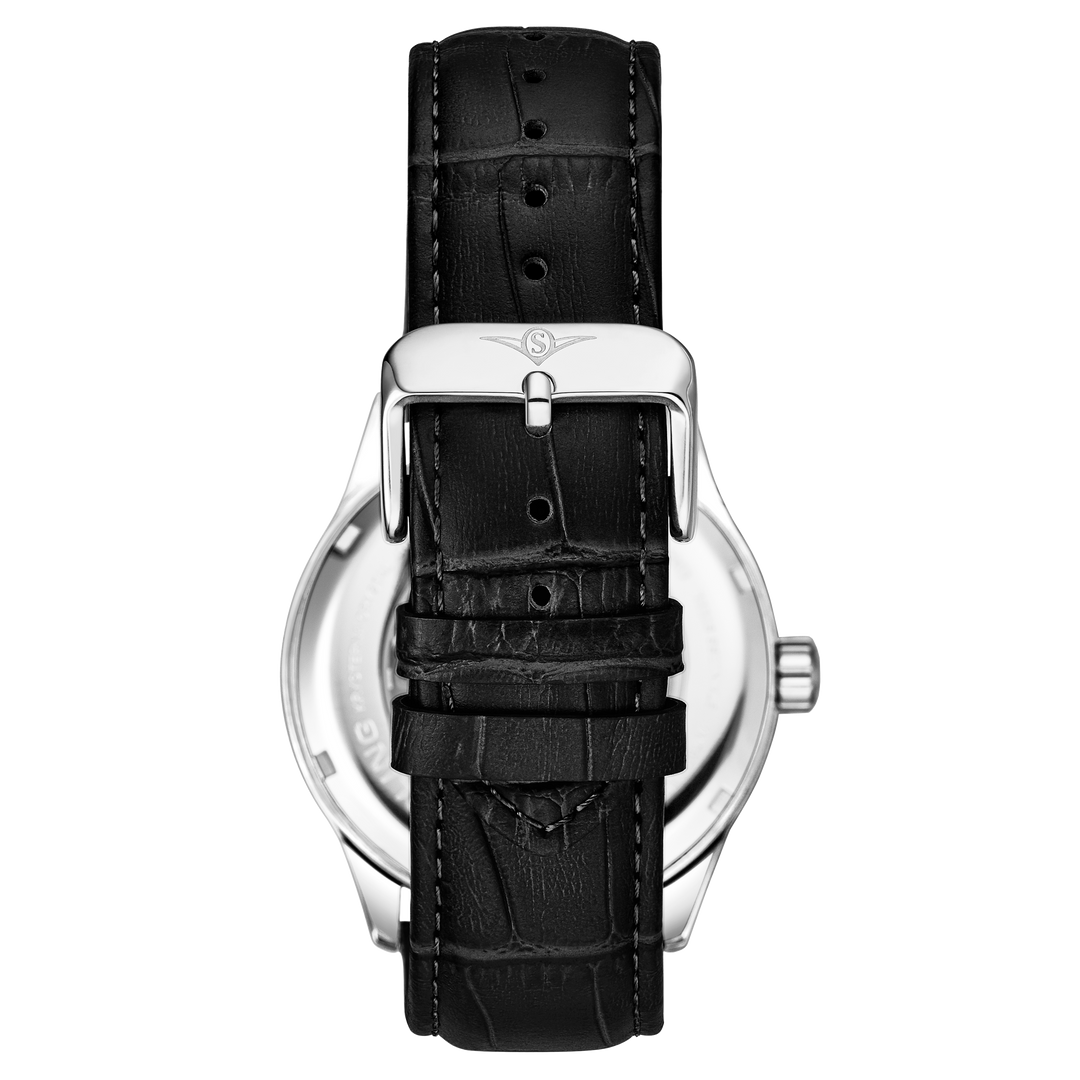 Denmark Automatic Skeleton Watch Black/Leather | Black Dial