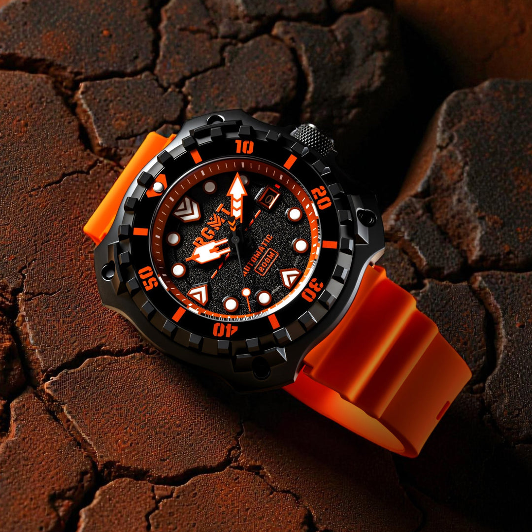 Minesweep Automatic Black & Orange / Silicone | Black Dial