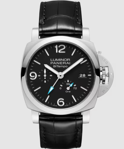 Luminor BiTempo Power Reserve Black Leather | Matte Black Dial