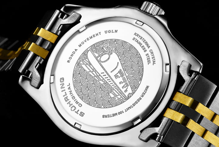 Aquadiver GMT Two Tone / Black + Gold Bezel | Black Dial