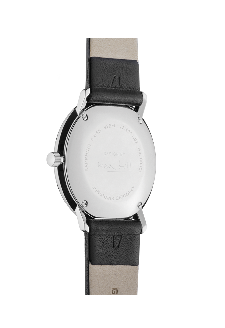 Max Bill Damen Silver Dial / Black Leather Strap Silver Dial