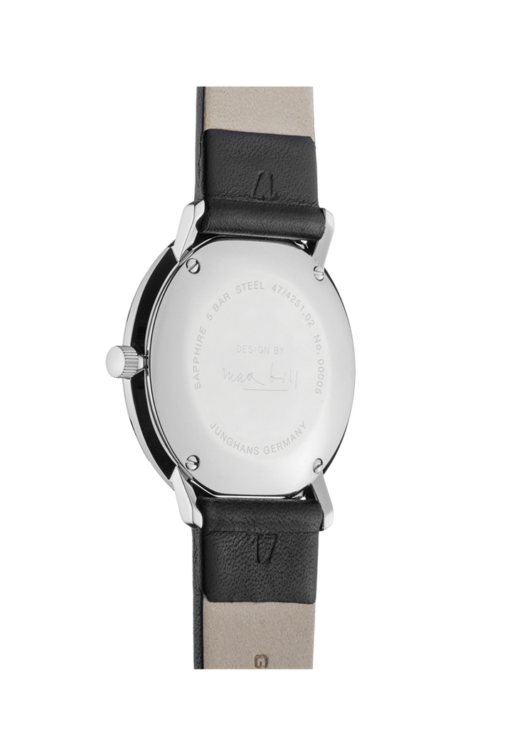 Max Bill Damen Silver Dial / Black Leather Strap Silver Dial