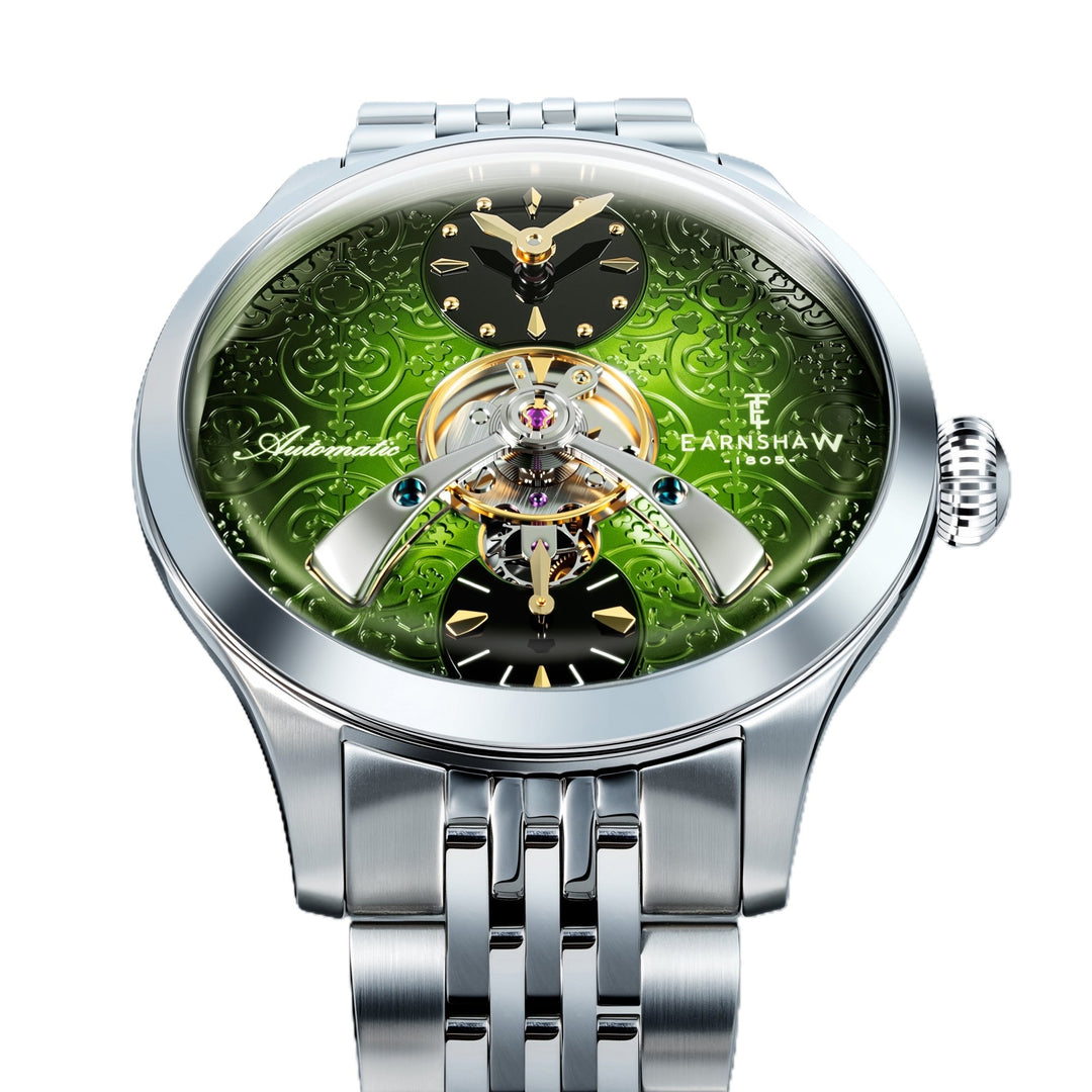 Dalton Fume Green  / Silver Stainless Steel Bracelet Green Dial
