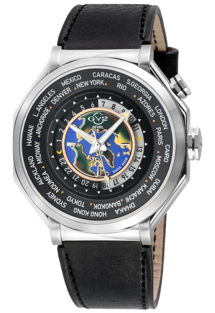 Marchese GV2 Men's Marchese IPYG Case, Black/Gold  Dial,  Genuine Italian Black 
